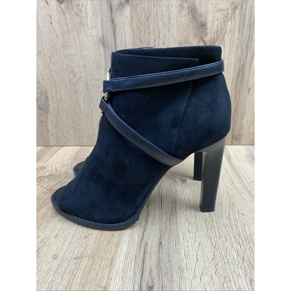 DKNY Women's Stilettos 4 in Peep Toe Booties Medallion Side Zip Black size 8.5 M - Picture 3 of 16